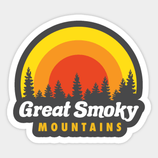 Great Smoky Mountains Retro Trees Sunset Sticker